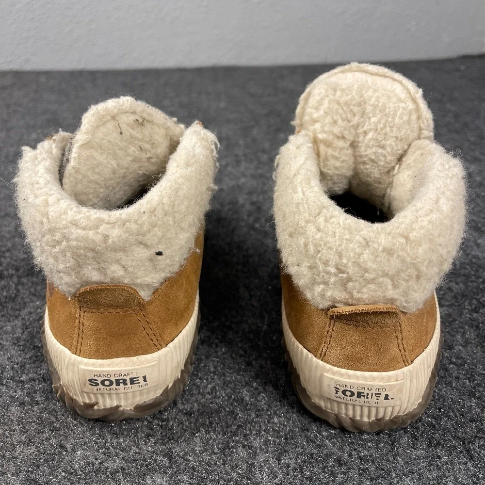 Sorel Waterproof Kids Tan Pink Suede Fur Lined Winter Boots Size 3